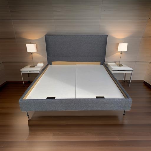 Lit CITY gris, couchage double 180x200 avec structure robuste en tissu et bois, Dakar Sénégal