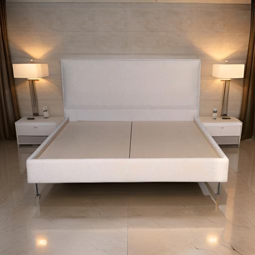 Lit double CITY en tissu beige, couchage 180x200, design élégant, Dakar Sénégal