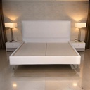 Lit double CITY en tissu beige, couchage 180x200, design élégant, Dakar Sénégal