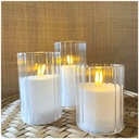 COTES PLATES - 3 bougies LED dans verres blanc télécommande (à piles)