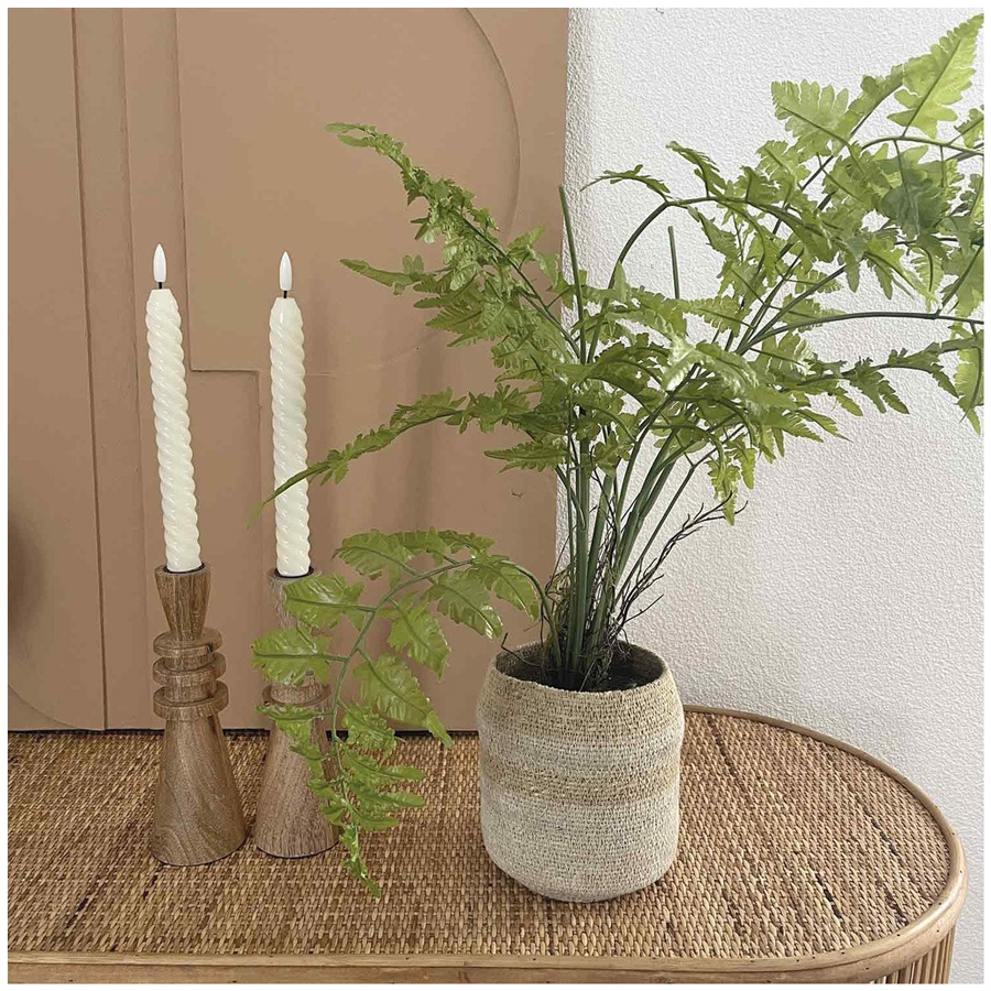 FLAMBEAUX - 2 bougies LED cire naturelle ivoire D2,4 H25cm (à piles)