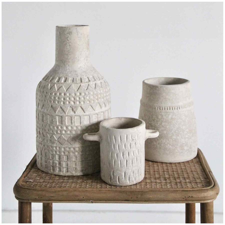 OREILLE - Vase en papier mâché blanc