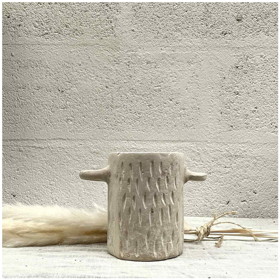 OREILLE - Vase en papier mâché blanc