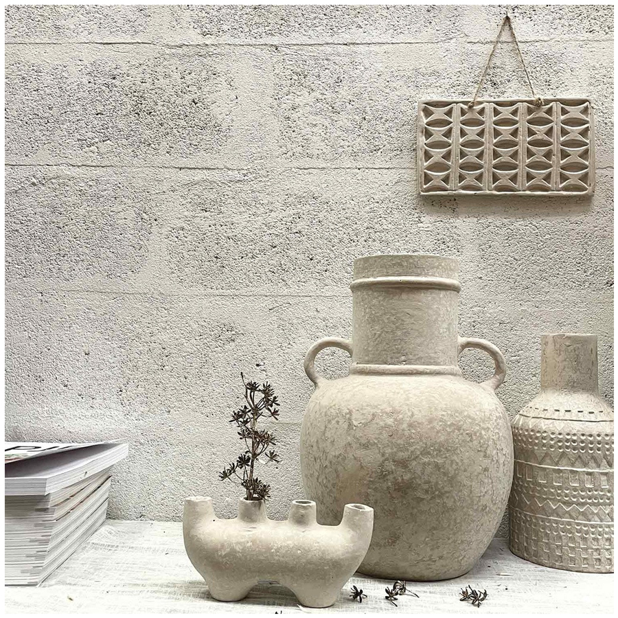 QUATRE - Vase en papier mâché blanc
