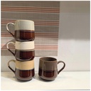 LION - Set de 4 mugs en en grès liseré