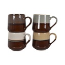 LION - Set de 4 mugs en en grès liseré