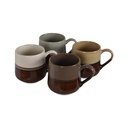 LION - Set de 4 mugs en en grès liseré