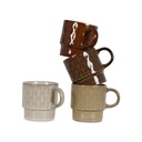 FOX - Set de 4 mugs en grès naturel à motif losange