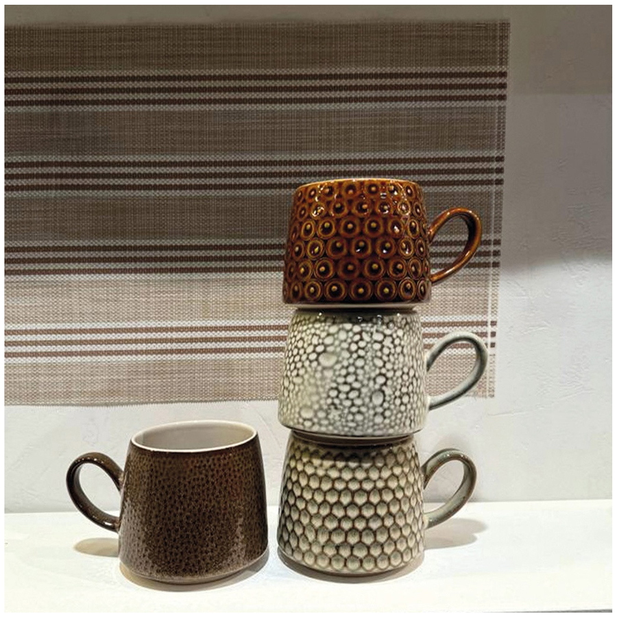 GUEPARD - Set de 4 mugs en grès à motifs