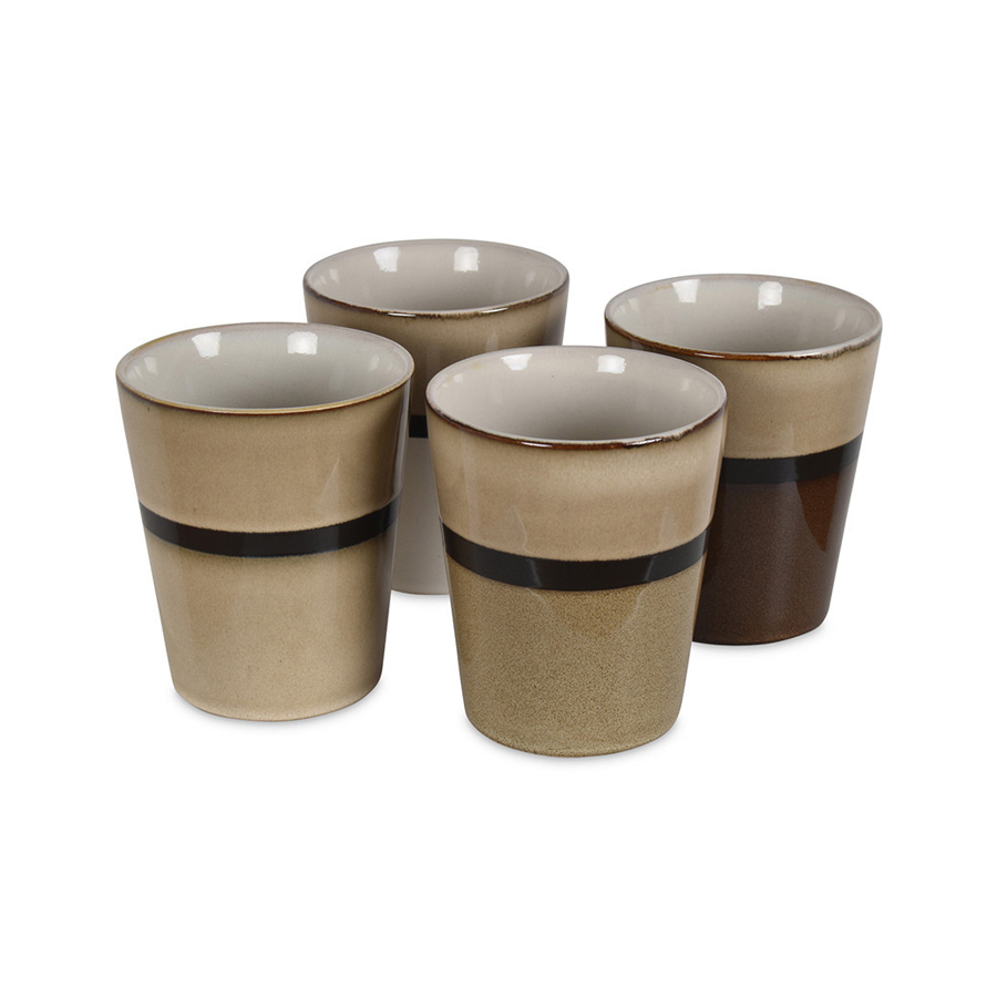 LYNX - Set de 4 gobelets gm en grès naturel gm