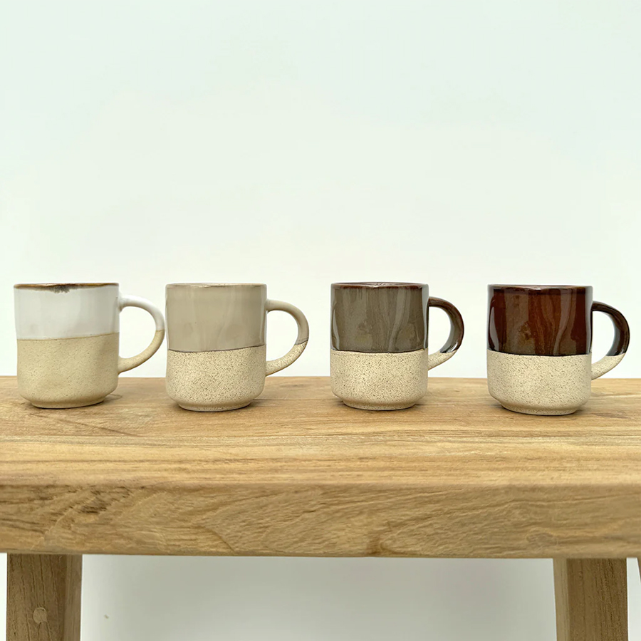 CANTINE - Set de 4 tasses en grès multicolore