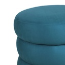 Pouf rond Appoline en velours bleu vert, disponible à Dakar, Sénégal