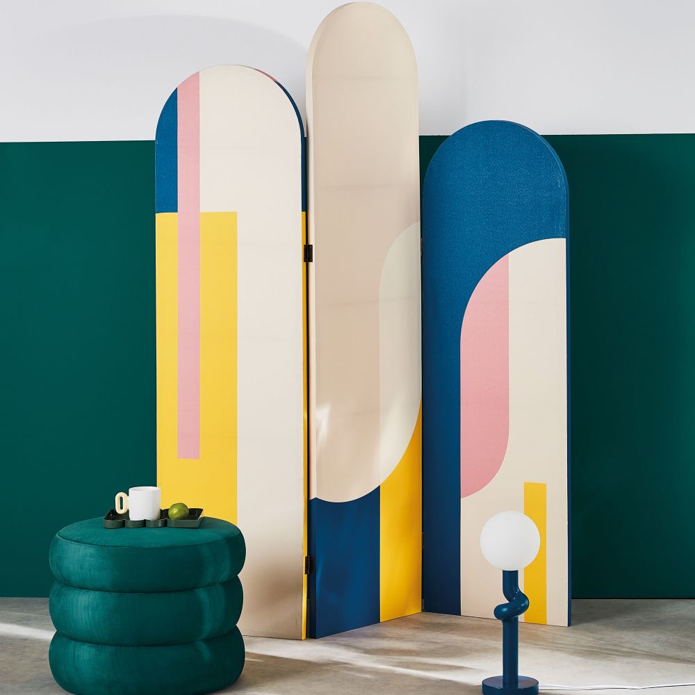 Pouf Appoline, forme ronde en tissu velours bleu vert, parfait pour salons modernes, à Dakar, Sénégal