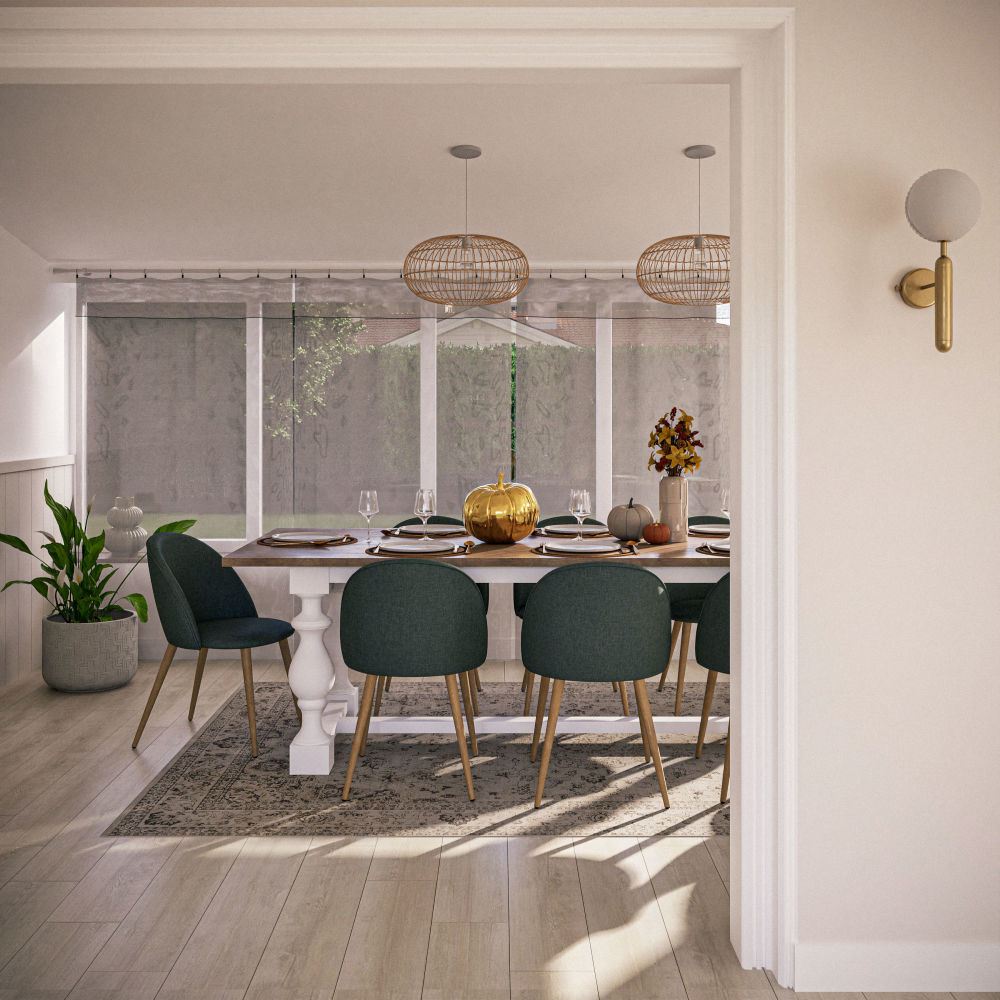 Chaise vintage Mauricette, assise en tissu vert recyclé et pieds en acier imitation chêne, parfaite pour salons et salles à manger à Dakar, Sénégal