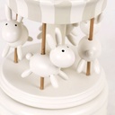 Boîte à musique Oulanka, carrousel lapins gris et blanc, douce et décorative, disponible à Dakar, Sénégal