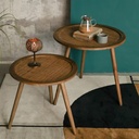 Set de 3 sellettes Triplets en bois et rotin naturel, design élégant, Dakar Sénégal