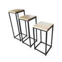 Set de 3 tables d'appoint TRIPAD en pin et métal noir, Dakar Sénégal