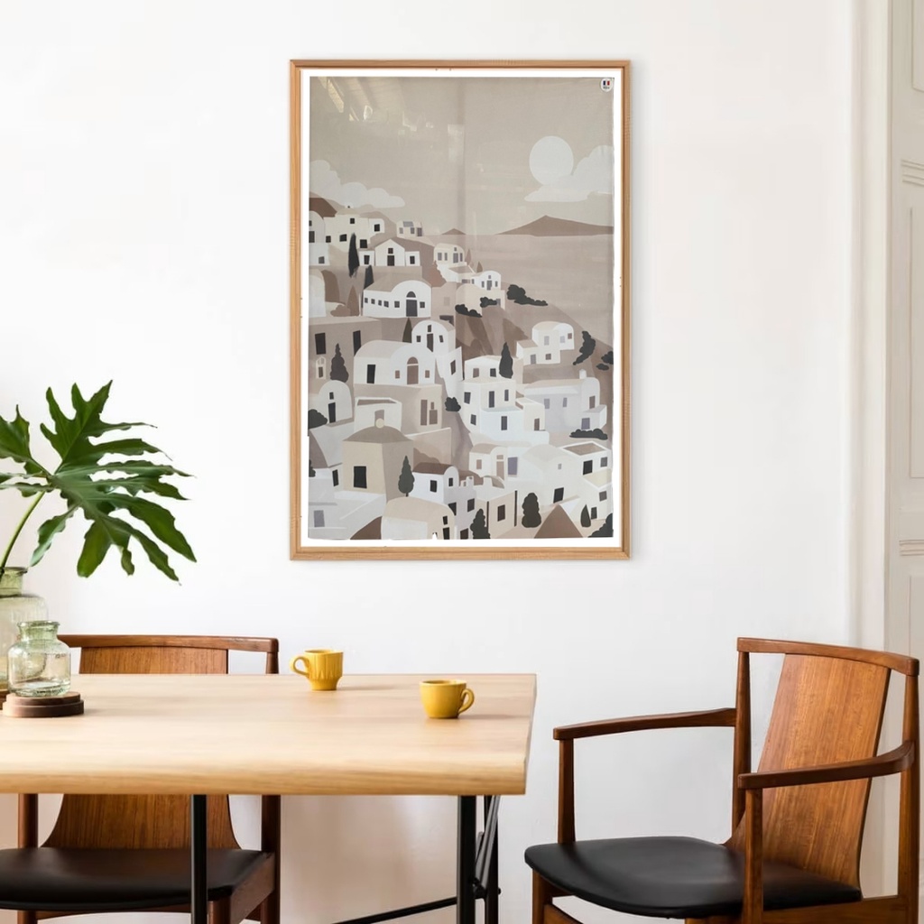 KALAMATA - Toile décorative bâtiments, cadre naturel, dimensions 104x144 cm, Dakar Sénégal