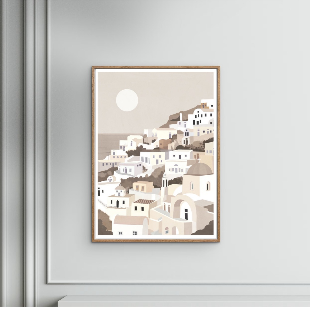 Toile Santorin encadrée en caisse américaine naturel Dakar , Sénégal