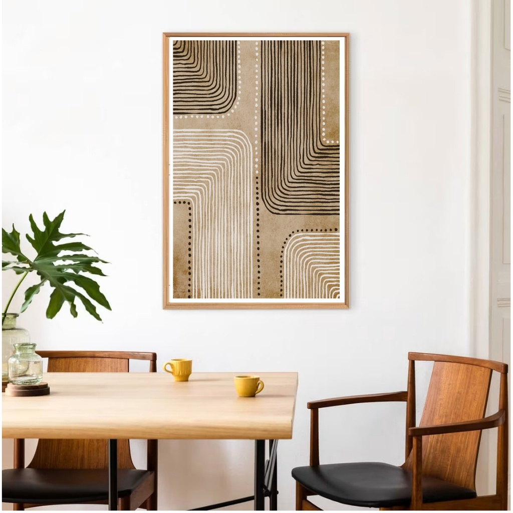 Toile Nemoi en caisse américaine bois, imprimée géométrique moderne, Dakar Sénégal