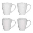 Coffret de 4 mugs Snow en porcelaine blanche, au design élégant avec texture en relief - Dakar, Sénégal