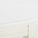 Table à manger ronde extensible Louis en bouleau blanc, idéale pour 4 à 14 personnes.