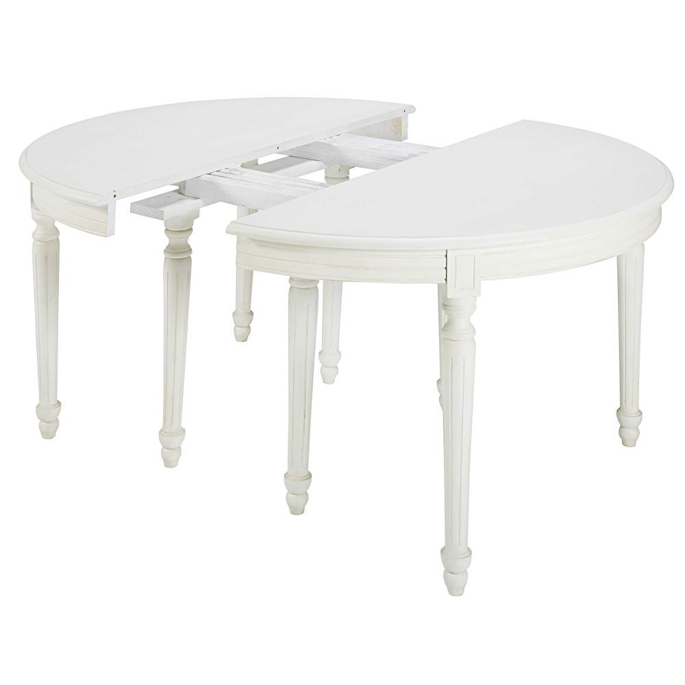 Table ronde Louis avec rallonges, parfaite pour les repas en famille ou entre amis.