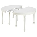 Table ronde Louis avec rallonges, parfaite pour les repas en famille ou entre amis.