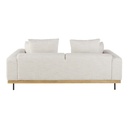 Canapé en polyester recyclé beige sable, design durable à Dakar, Sénégal.