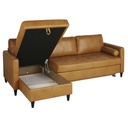 Canapé en cuir caramel élégant et convertible pour 4/5 personnes à Dakar, Sénégal.