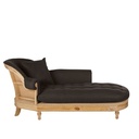 Méridienne Cyprien en lin gris charbon et pin recyclé - Mobilier design et durable pour votre intérieur à Dakar, Sénégal.