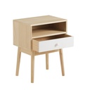 Table de chevet Spring blanche et naturelle avec tiroir, Dakar, Sénégal