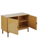 Buffet vintage Tarifa 2 portes jaune ocre et rotin, Dakar, Sénégal