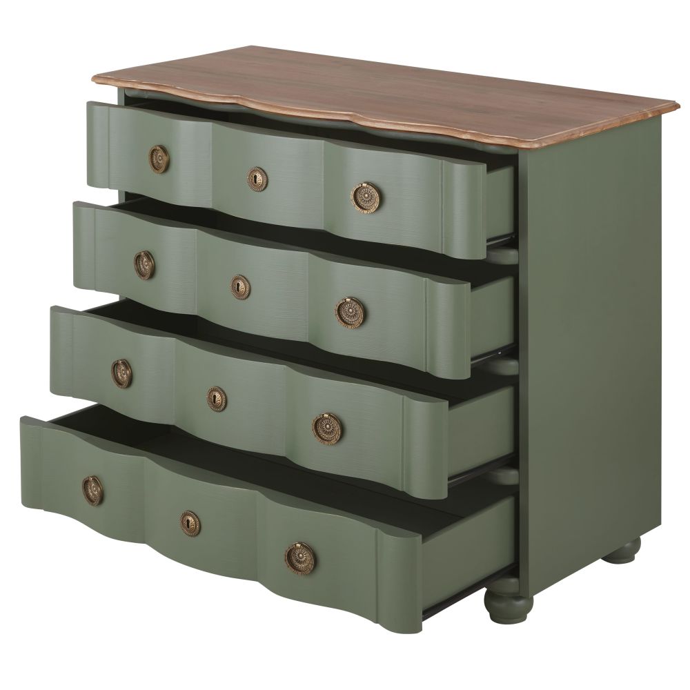 Commode Gustavia 4 tiroirs, vert kaki et métal doré, design moderne - Dakar, Sénégal
