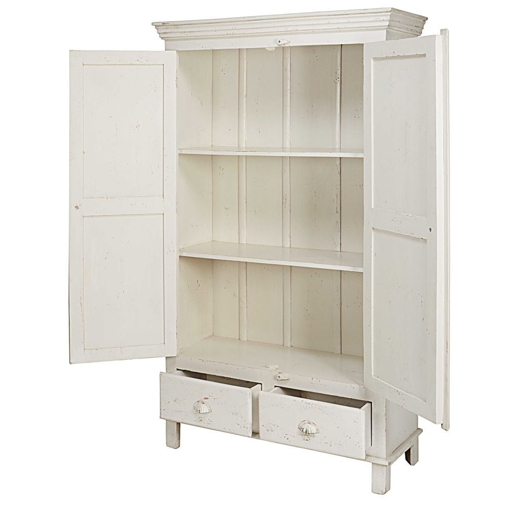 Armoire Avignon en bois de manguier blanc patiné avec rangements - Dakar, Sénégal