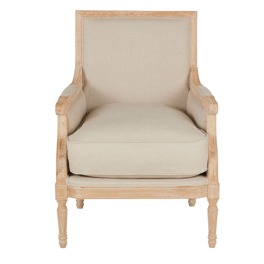 Fauteuil élégant Casanova, tissu lin naturel- Dakar, Sénégal