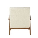 Fauteuil vintage Hermann en bois de hêtre et velours côtelé blanc