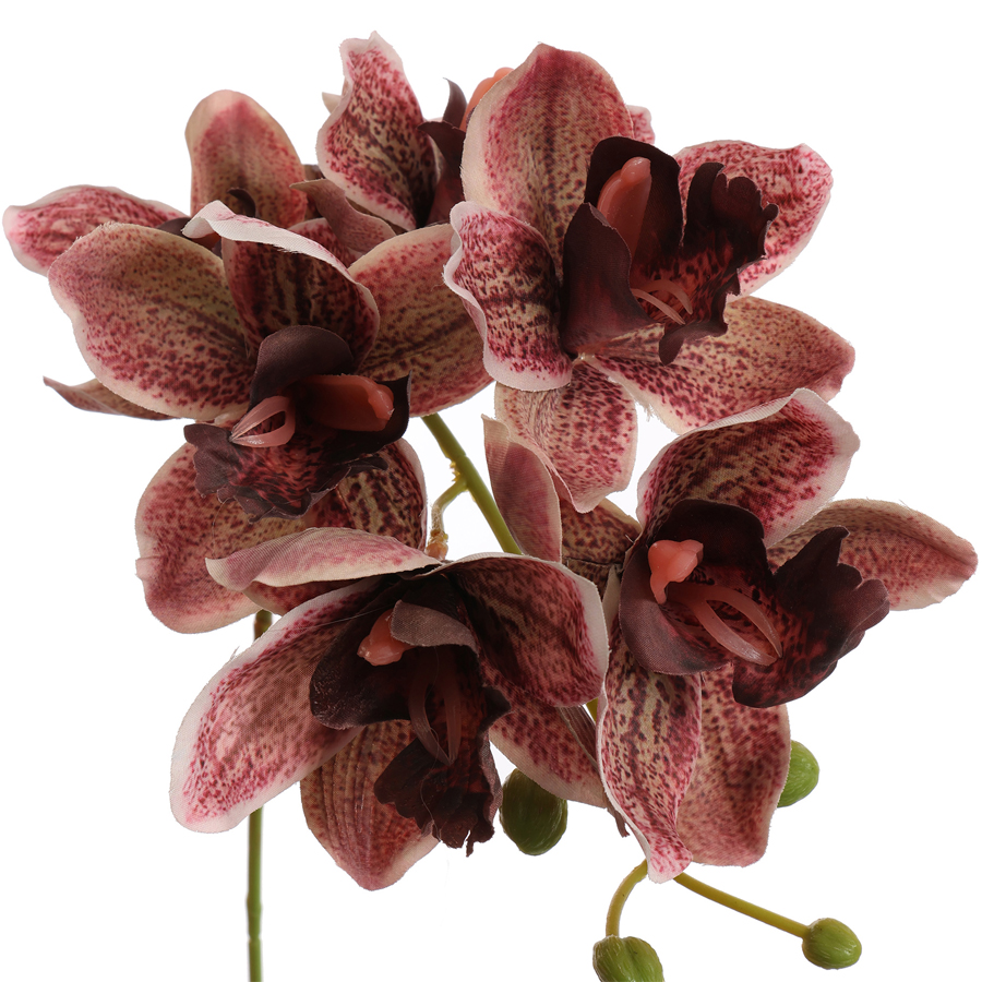 Tige fleur artificielle cymbidium bordeaux