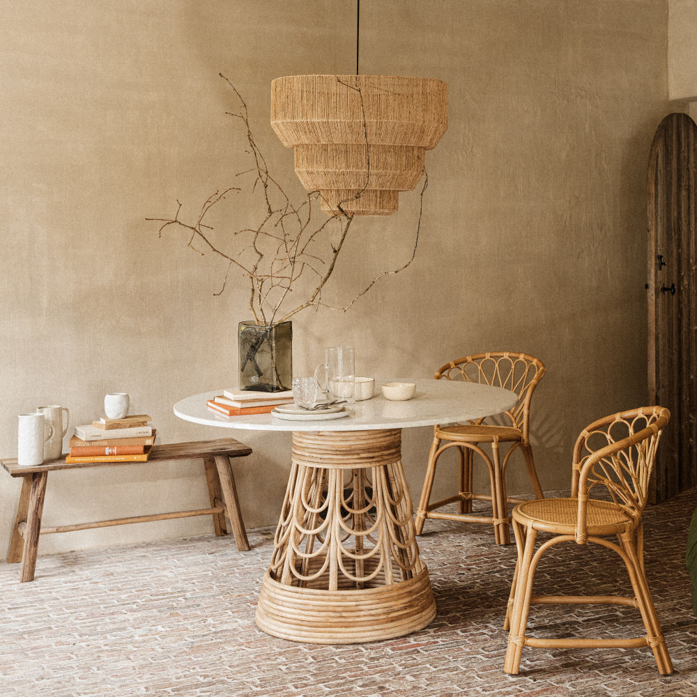 Siège design en rotin - Chaise Meloa beige pour un style bohème élégant au Sénégal
