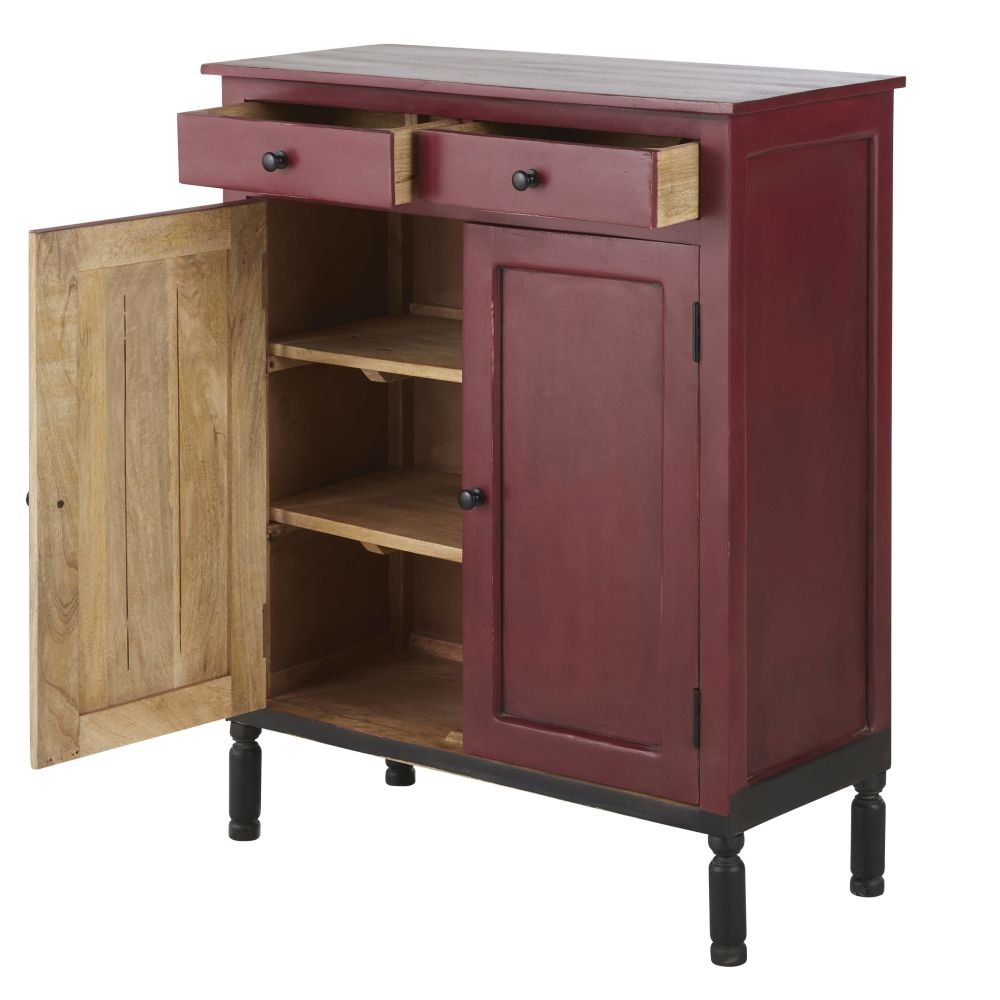 Buffet Tiago 2 portes 2 tiroirs rouge cerise en bois - Dakar, Sénégal