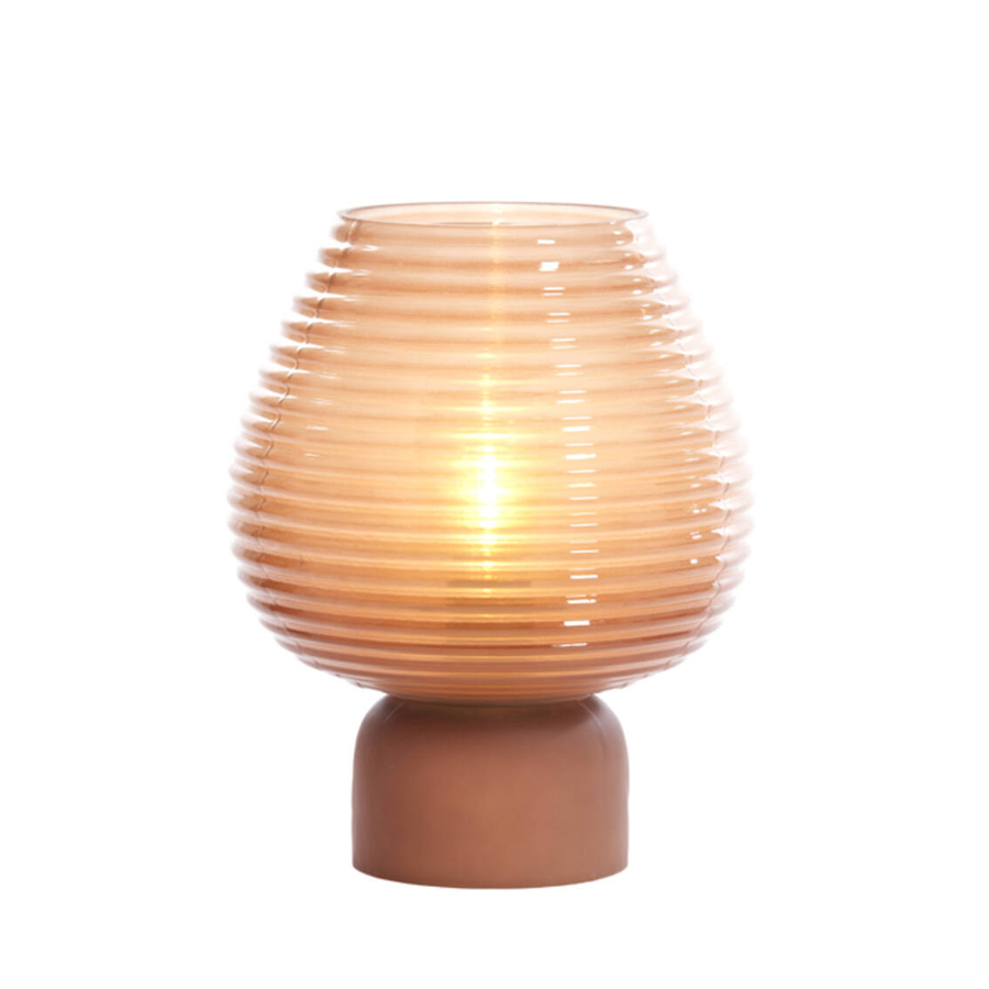 Lampe à poser LED Ø18x23 cm ALENNA verre marron