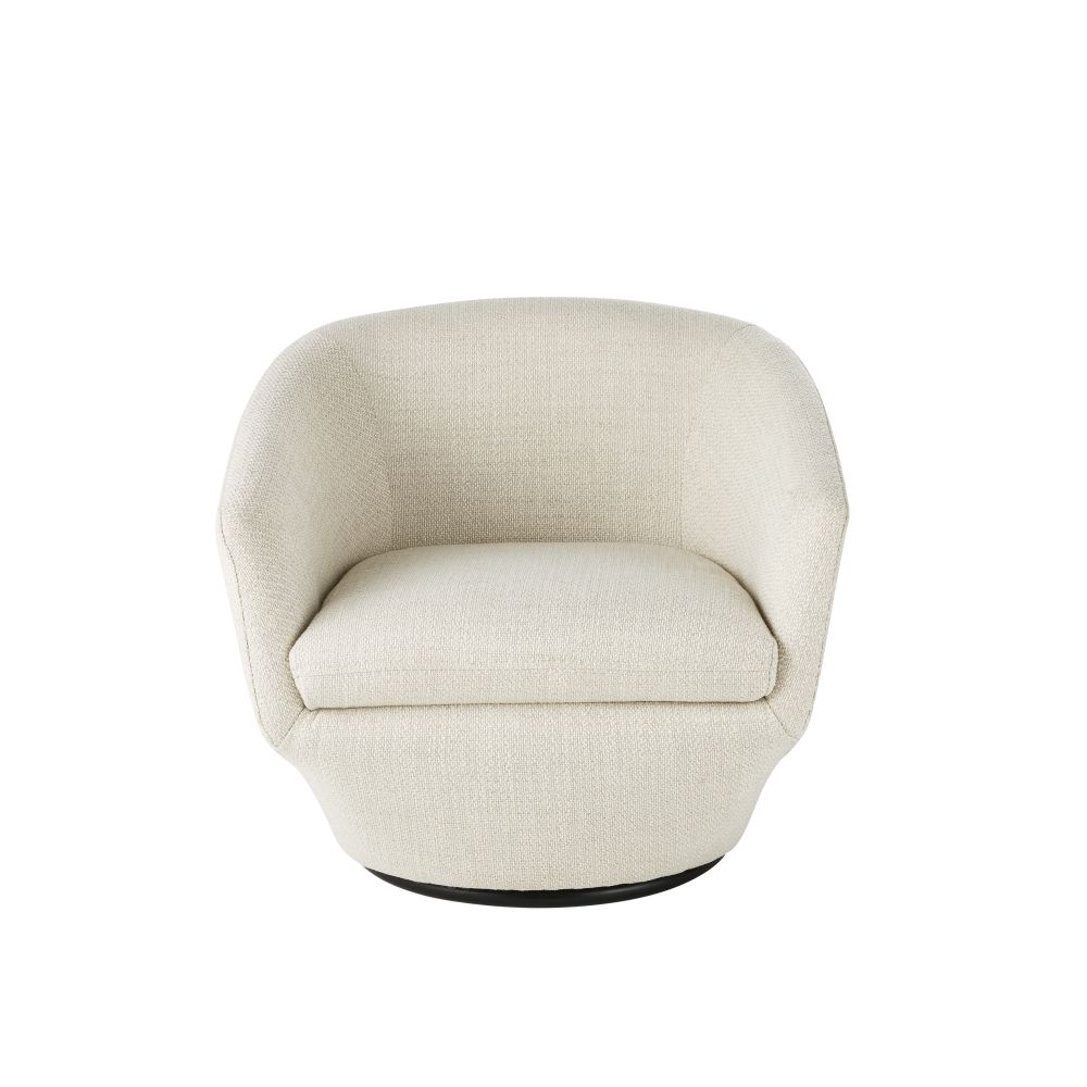 Fauteuil pivotant FUTURE blanc chiné avec structure en pin pour salon moderne à Dakar, Sénégal