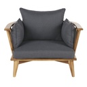 Fauteuil de jardin NOUMEA en acacia massif avec coussins gris anthracite pour terrasse élégante à Dakar, Sénégal
