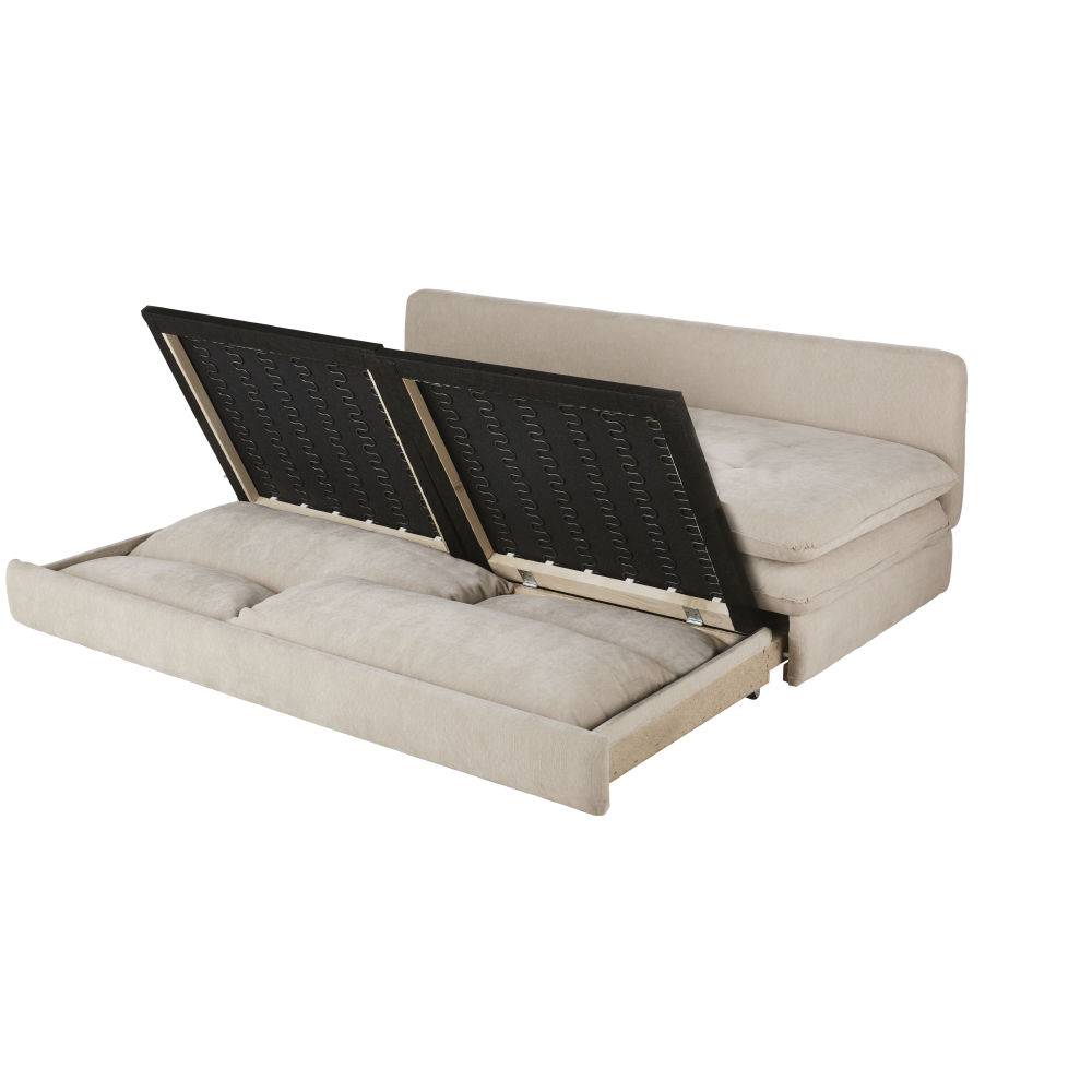 Canapé Clio beige 2/3 places, convertible en lit, tissu recyclé, Dakar Sénégal