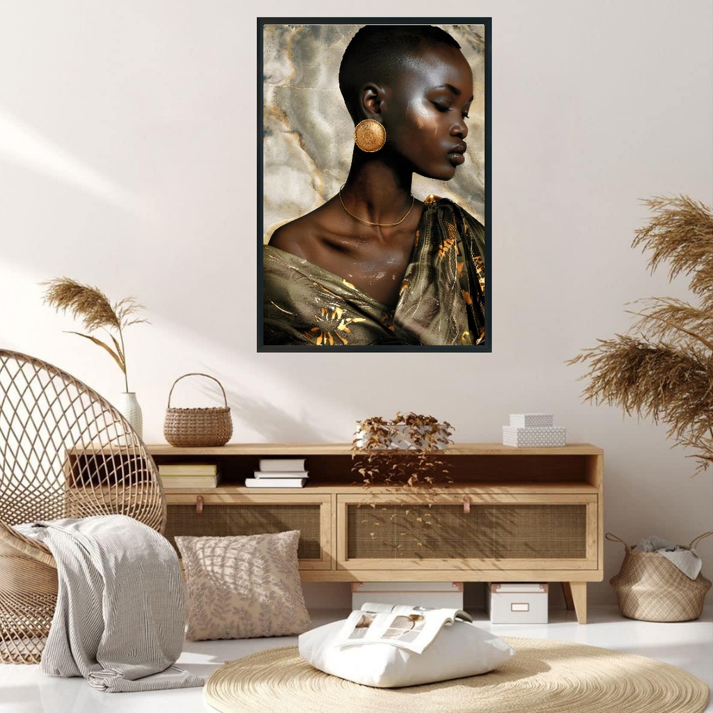 Tableau décoratif Nandi avec cadre noir style caisse américaine Dakar, Sénégal