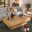 Table basse Viro en bois de mahogany et décor calamus
