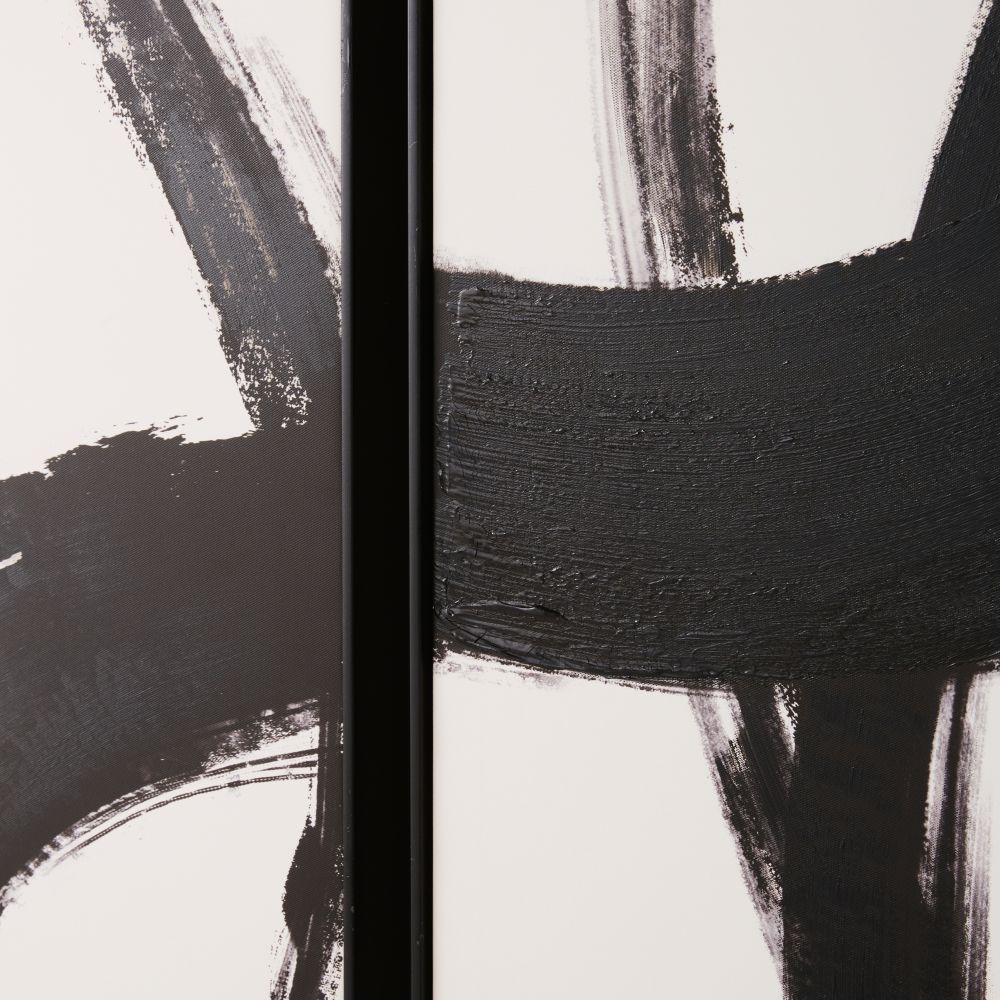 Triptyque BROADWAY peint abstrait noir et blanc pour décoration intérieure moderne à Dakar, Sénégal