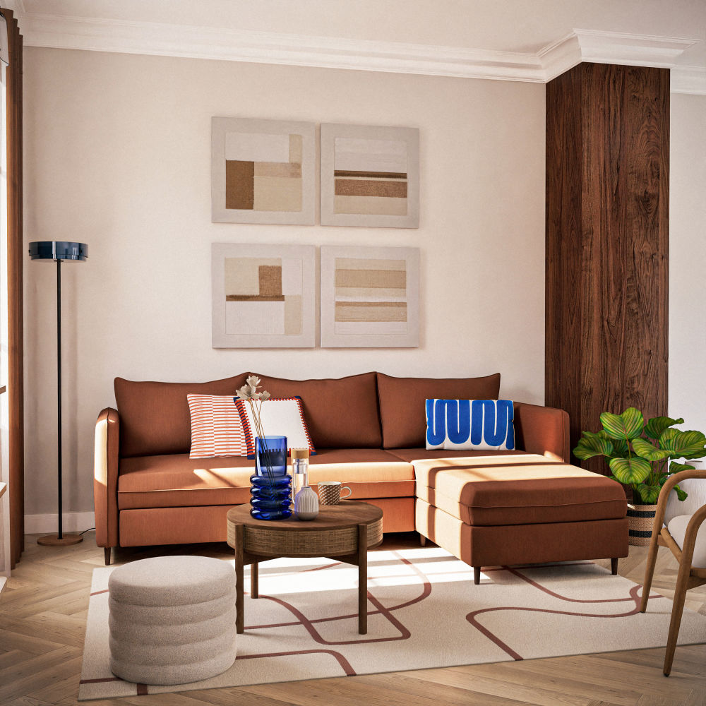 Art mural design - Ensemble de 4 toiles modernes avec nuances neutres pour salon ou chambre au Sénégal