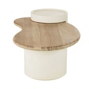 Table basse SARTENE blanche avec plateau en bois de manguier pour salon moderne à Dakar, Sénégal
