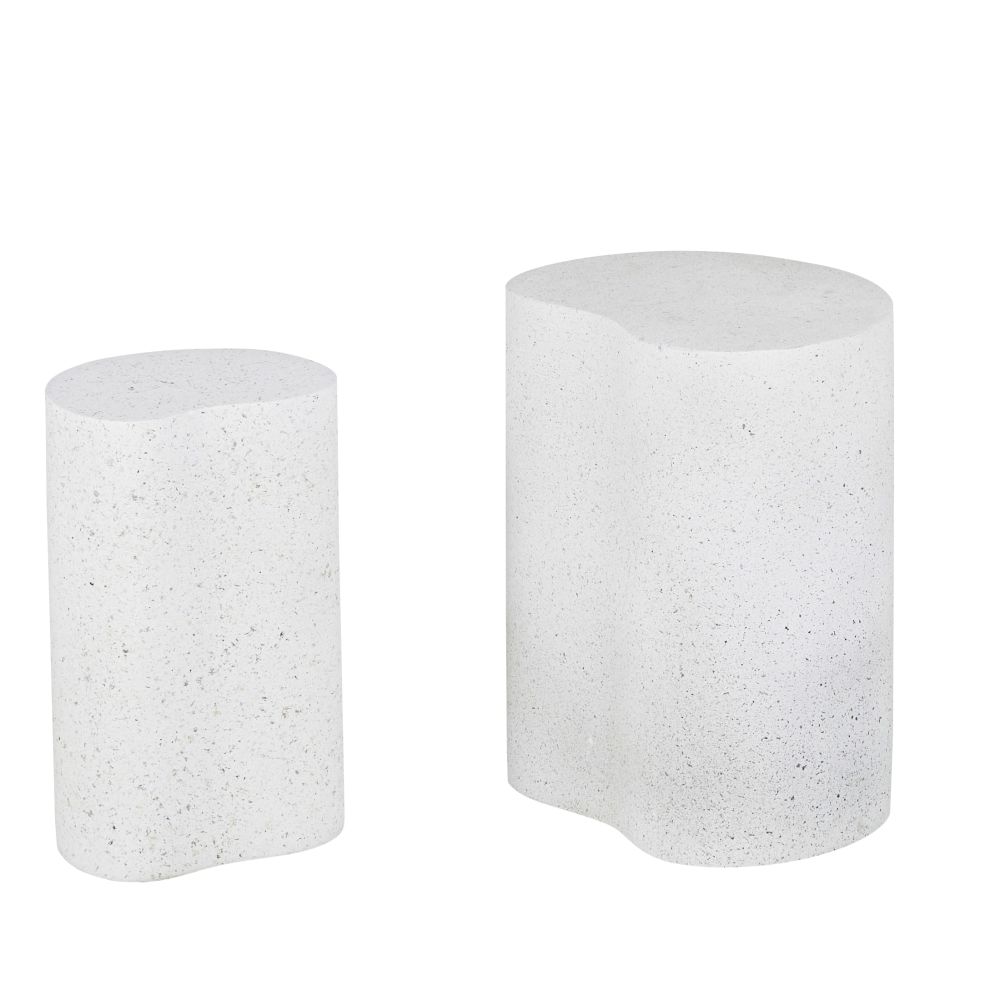 Bouts de canapé LEO effet terrazzo blanc pour décoration intérieure moderne à Dakar, Sénégal